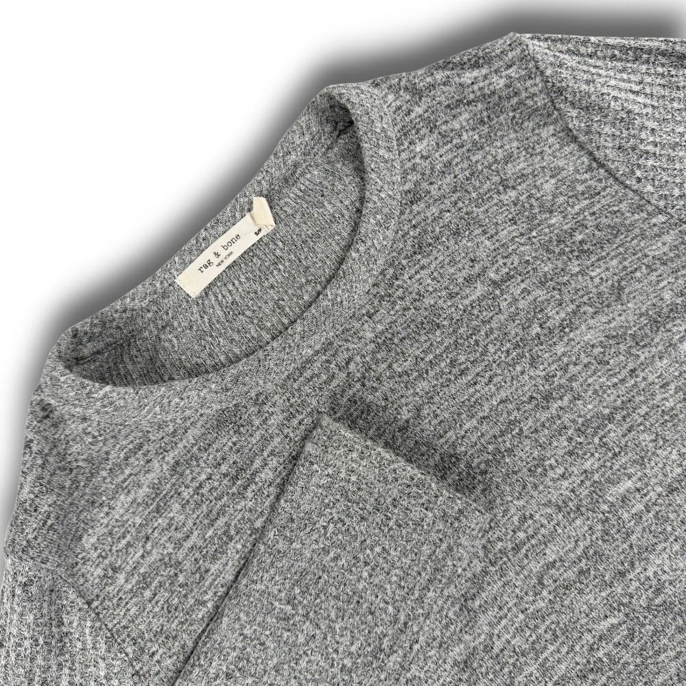 Rag & Bone Top Womens S Gray Rayon Ribbed Knit Crewneck Long Sleeve New York